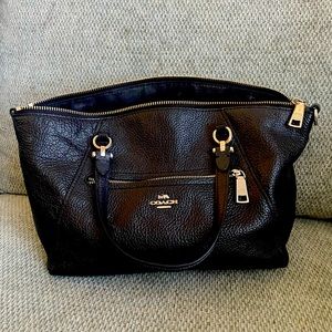 Black leather Coach satchel, gently used
